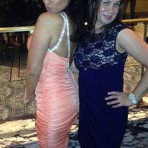 Rhinestone/Coral Orange Cocktail Dress